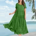 thumbnail image 2 of Summer Dresses, 2025 Elegant Casual Beach Maxi Dress Short Sleeve For Wedding Guest Easter Church Boho Vacation Cocktail Party Mother'S Day Loose Fit 4Th Of Dress Cocktail (XL, Green) ZMTing, 2 of 3