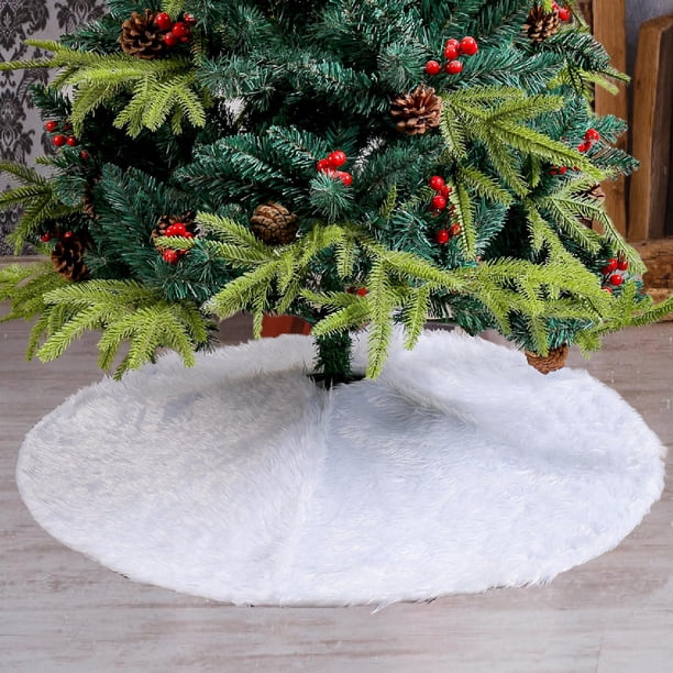 Falda de de Navidad blanca, decoración del hogar, suministros para fiestas, adorno para de Navidad, tapete para dormitorio, sala de estar, 90 centímetros