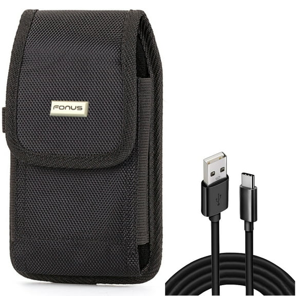 Case Belt Clip w 10ft USB Cable for Samsung Galaxy S20 Plus - Rugged Holster Canvas Cover, Type-C Charger Cord Power Wire fits Samsung Galaxy S20 Plus