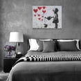 thumbnail image 6 of Banksy Girl Wall Art Heart Pictures Street Graffiti Canvas Wall Decor Kids Aesthetic Painting Pop Home Modern Artwork Decorations Framed for Living Room Bedroom Bathroom Office 16 x 12 inch, 6 of 6