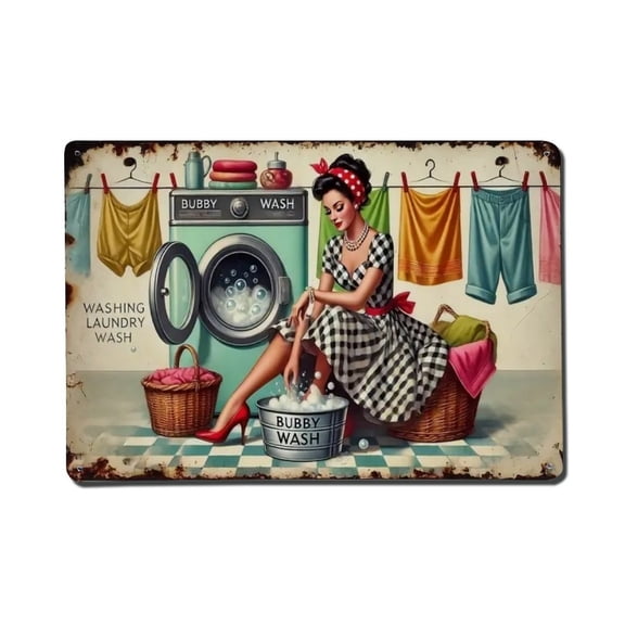 Laundry- Tin Sign Vintage Metal Poster Living Room Bar Man Cave Home Wall Art Decor 8x12inch
