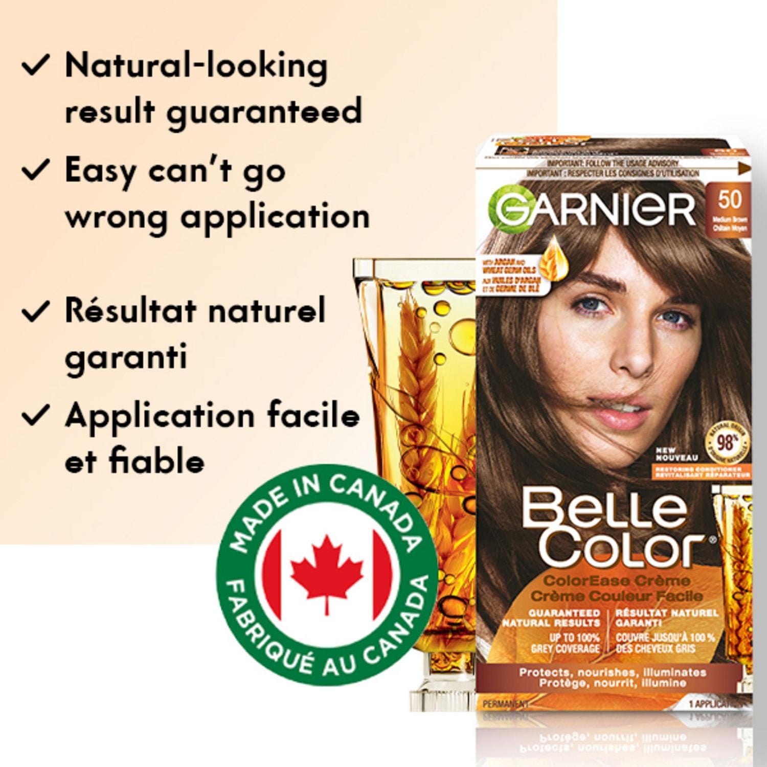 Garnier Belle Color Permanent Hair Dye, 560 Red Auburn, 100% Grey Coverage, Enriched with Argan Oil and Wheat Germ Oils - 1 Application