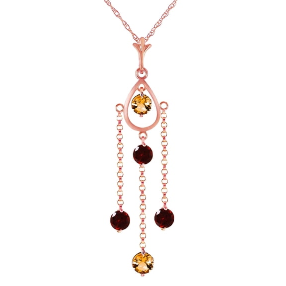 Galaxy Gold 14K Rose Gold Citrine Pendant Necklace - November Birthstone - Warmth & Prosperity - 16" to 24" - Fine Jewelry for Women