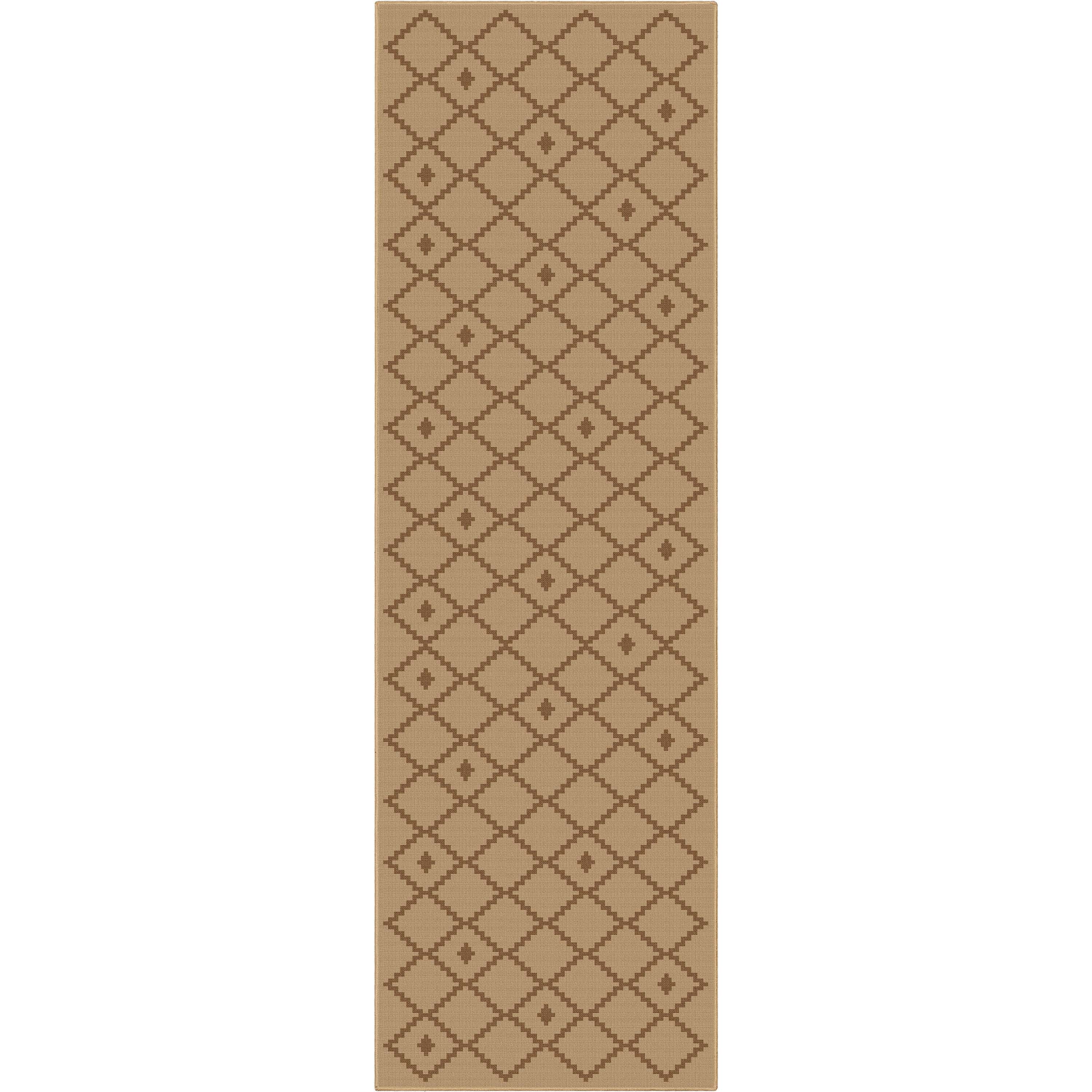 Well Woven Well-Jute Flatweave Akita Diamond 2'3" x 7'3" Runner Rug Brown & Beige