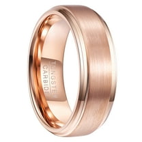 8mm Men's Rose Gold Plated Tungsten Rings Wedding Band with Step Beveled Edges Size 7-12