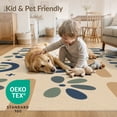 thumbnail image 4 of ODIKA 8'x10' Blue Beige Geometric Floral Pattern Washable Area Rug Modern Abstract Design with Bold Motifs Non-Shedding, Easy Care, for King Size Bedroom Under Bed, Master Suite, 4 of 7