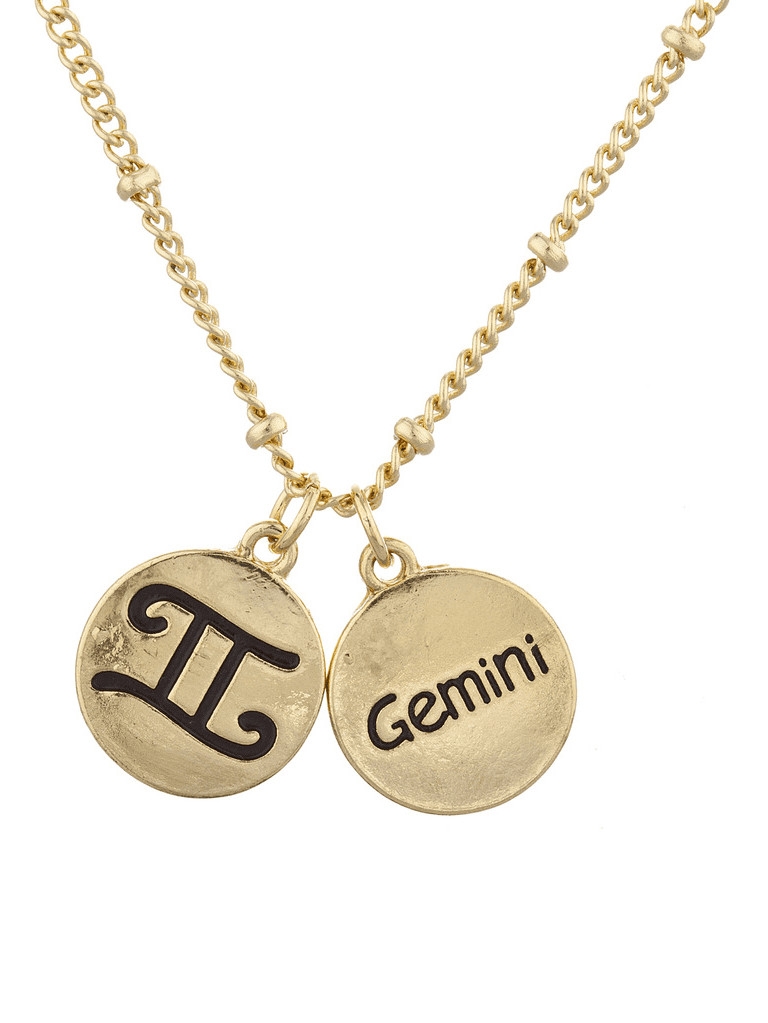 Lux Silvertone Gemini Zodiac Necklace 