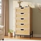 thumbnail image 1 of Moderno natural rattan 5-cajón de madera chest: estilo rural almacenamiento gabinete con metal legs para dormitorio, sala de estar, o entrada, 1 of 8