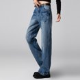 thumbnail image 5 of USNSM Women's High Waisted Jeans Casual Loose Lightweight Straight Pants Tummy Control Trendy Wide Leg Denim Pants Blue#02 L, 5 of 6