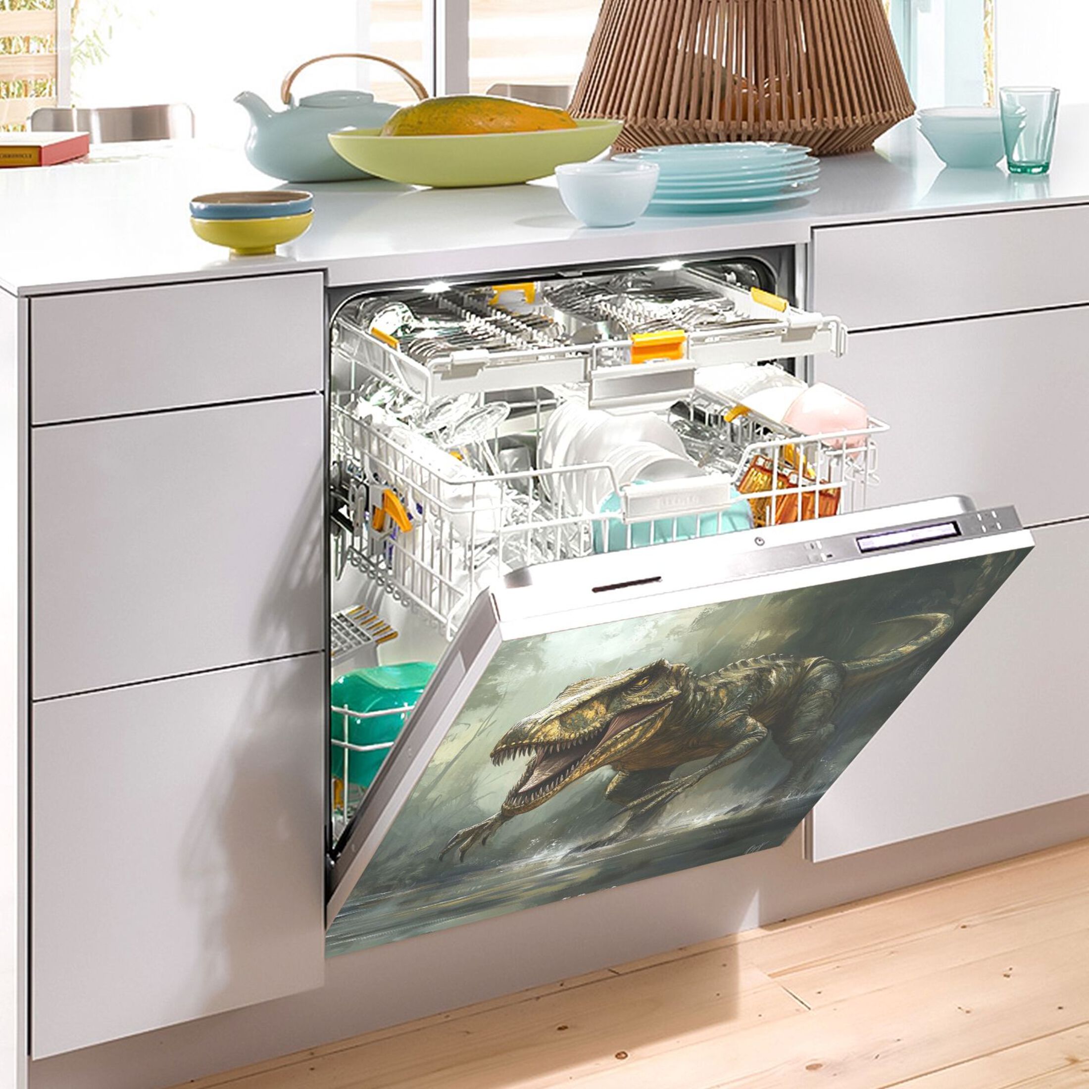 Dishwasher Magnetic Sticker 23x26 Inch Refrigerator Magnetic Sticker Washing Machine Magnetic Sticker Kitchen Panel Magnetic Sticker Home Decor Super Cool Dinosaur