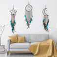 thumbnail image 2 of 3 Pieces Catcher with Light Moon Star Design Handmade Lucky Turquoise Pendant Beads Wall Hanging Ornament, 2 of 6