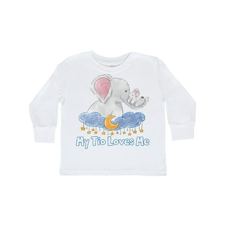 

Inktastic My Tío Loves Me Cute Elephants Clouds Moon and Stars Gift Toddler Boy or Toddler Girl Long Sleeve T-Shirt