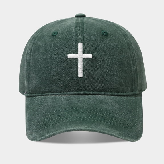 Unisex Visor Hat AURORADY Men's Washed Cotton Embroidered Baseball Cap Adjustable Dad Hat for Independence Day & Casual Wear, Blackish Green One Size Baseball Caps