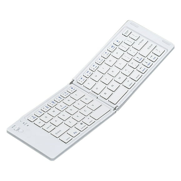 Folding Bluetooth Keyboard Two-Fold Portable Mini Bluetooth Keyboard Rechargeable Office Keyboard White