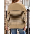 thumbnail image 3 of Women's Crewneck Batwing Long Sleeve Sweaters 2023 Fall Oversized Ribbed Knit Side Slit Pullover Tops, 3 of 12