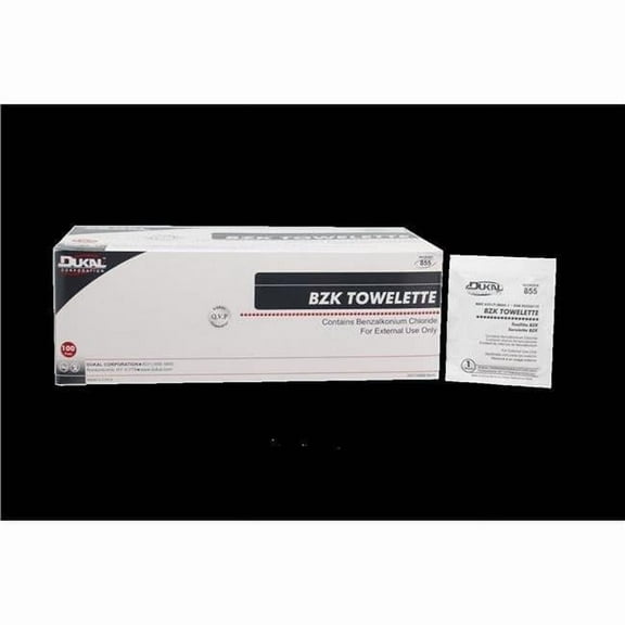 Dukal 855-1200 5 x 8 in. Bzk Towelette, 3 per Strip