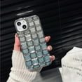 thumbnail image 4 of Case for iPhone 12 Pro Max Glitter Phone Case 3D Wave Lattice Luxury Plating Aesthetic Cute Gradient Twinkle Bling Sparkly Design for iPhone 12 Pro Max Women Girl Men 6.7'' Silver Green, 4 of 14
