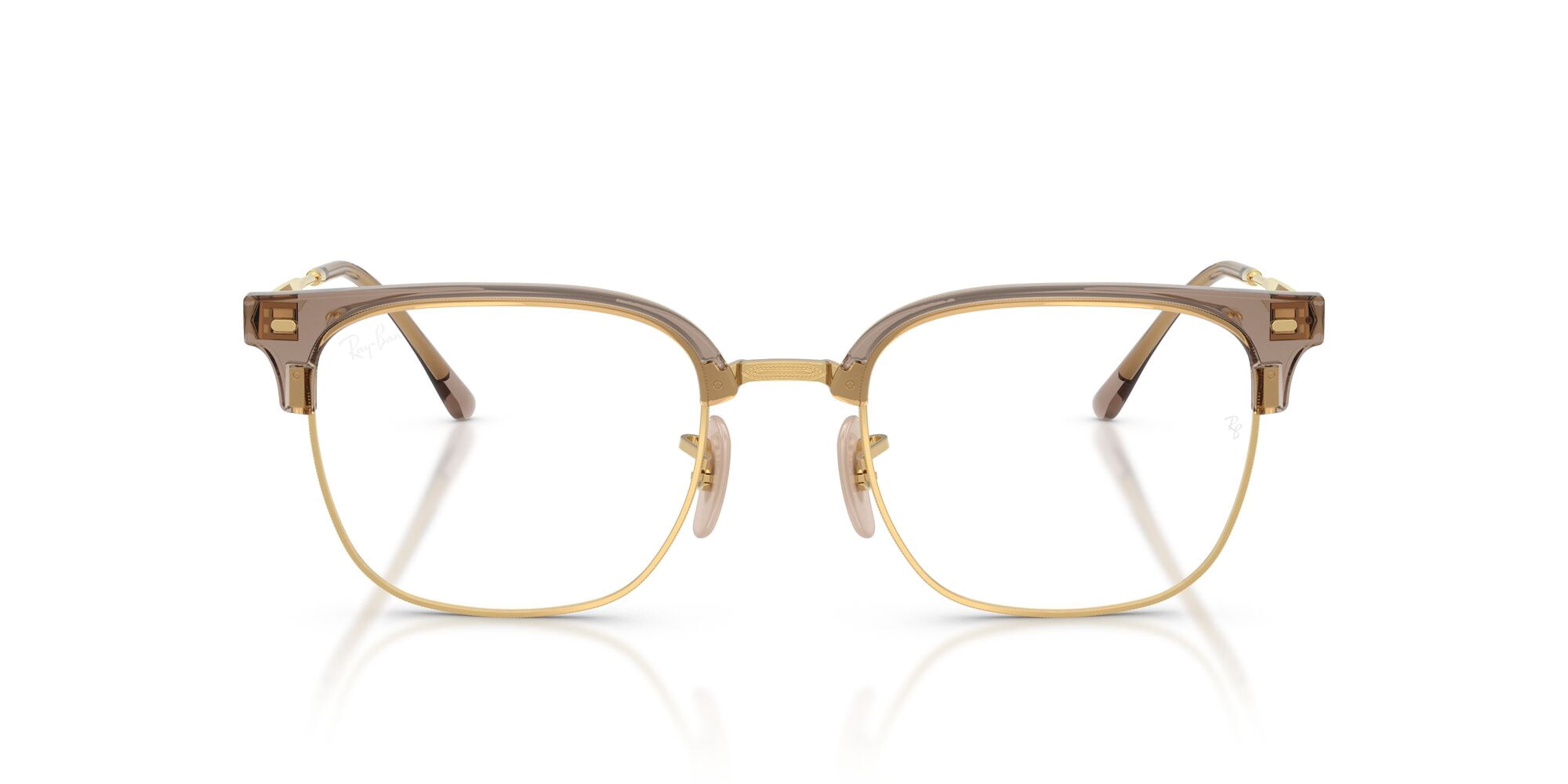 Ray-Ban Unisex Size 51 New Clubmaster Prescription Eyeglasses, Beige on Gold/Demo Lens