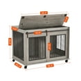 thumbnail image 4 of Pefilos 39" Wooden Dog Crate for Medium Dogs Indoor Sliding Door Dog Cage Furniture with Partition for Two Puppies Dog House, Gray, 4 of 13