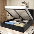 thumbnail image 3 of Frostbloom King Size Lift-Up Storage Platform Bed frame with Velvet Upholstered Headboard, Black, 3 of 9