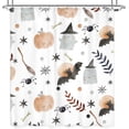 thumbnail image 4 of Halloween Kids Shower Curtain Cute Cartoon Ghost Pumpkin Shower Curtain Bathroom Set Bat Spider Web Wizard Hat Stars Leaves Bath Curtain Bathtub Accessories Home Decor 72"W x 84"L (Pack of 1), 4 of 6
