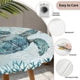 thumbnail image 3 of Teal Turtle Coastal Round Tablecloth for 45-54 Inch Tables,Fitted Table Cover with Elastic Edge,Summer Beach Starfish Nautical Sea Waterproof Outdoor Table Cloth Protector for Patio Garden Dinner, 3 of 9