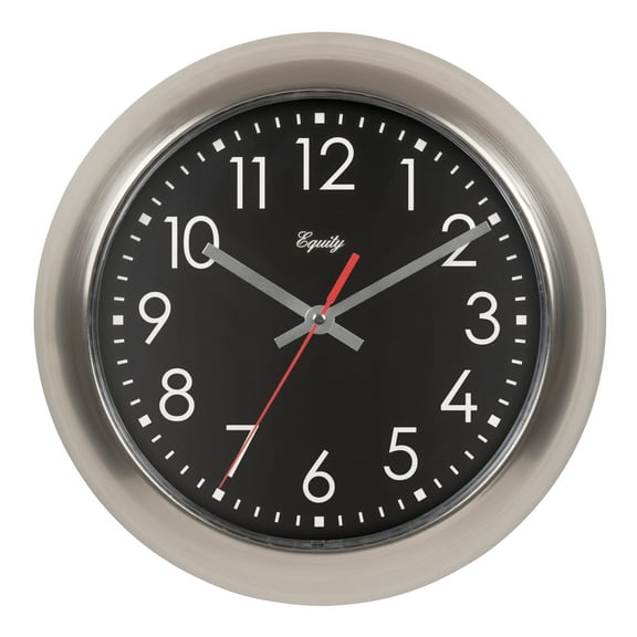 Equity 11 Inch Brushed Titanium Owen Metal Silent Quartz Wall Clock, 20802
