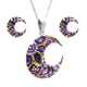 thumbnail image 1 of Juego de aretes y cadena con dije en forma de Luna ZVEZDA plata mexicana ley .925 Morado, 1 of 5