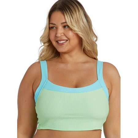 Cyn & Luca Plus Sarabeth Colorblock Ribbed Adjustable Crop Top