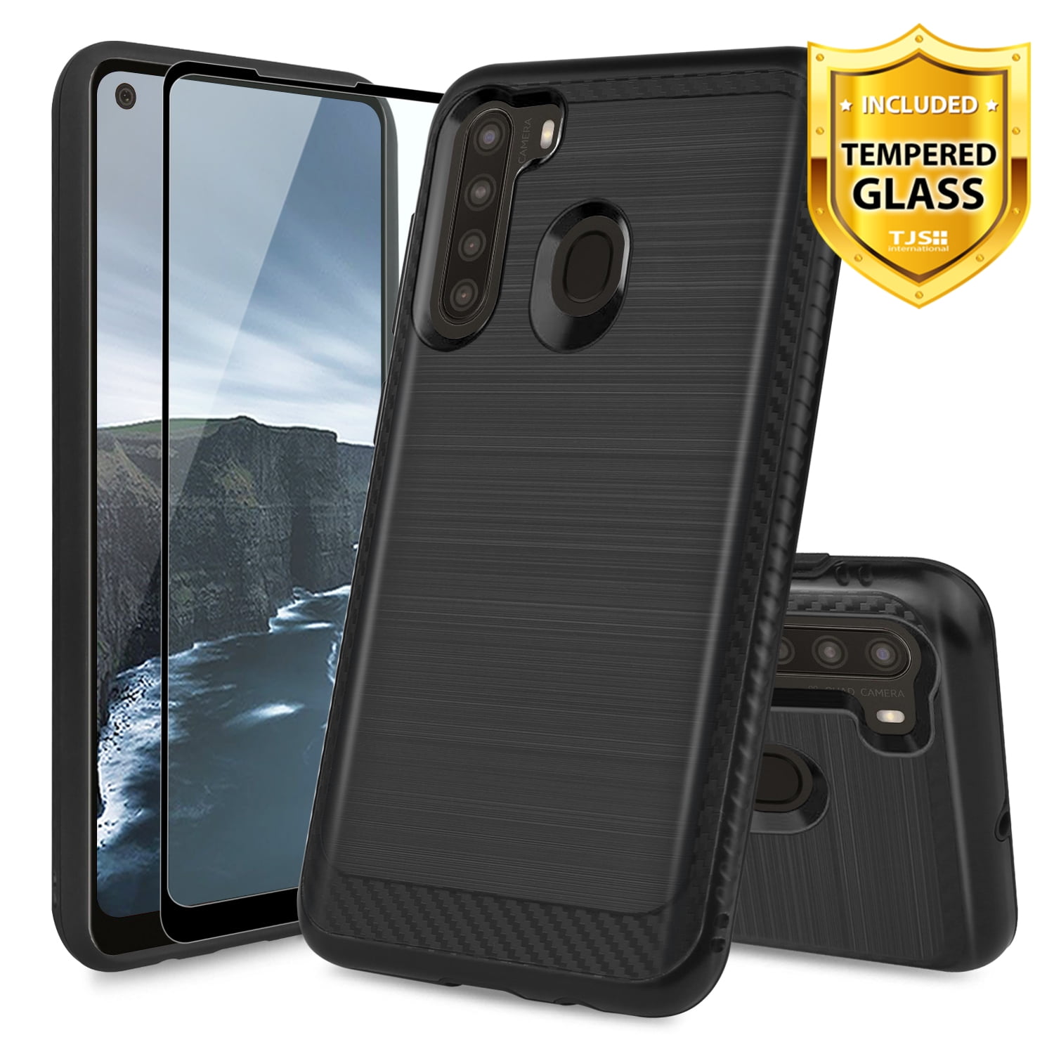 TJS Phone Case Compatible for Samsung Galaxy A21 (Not Fit Galaxy A20/A21S), with [Full Coverage