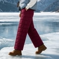 thumbnail image 5 of Women's Warm Insulated Quilted Winter Pants Fleece Lined Water Resistant Snow Pants Elastic High Waist with Pockets Outdoor Hiking Ski Bottoms Wine, 5 of 8