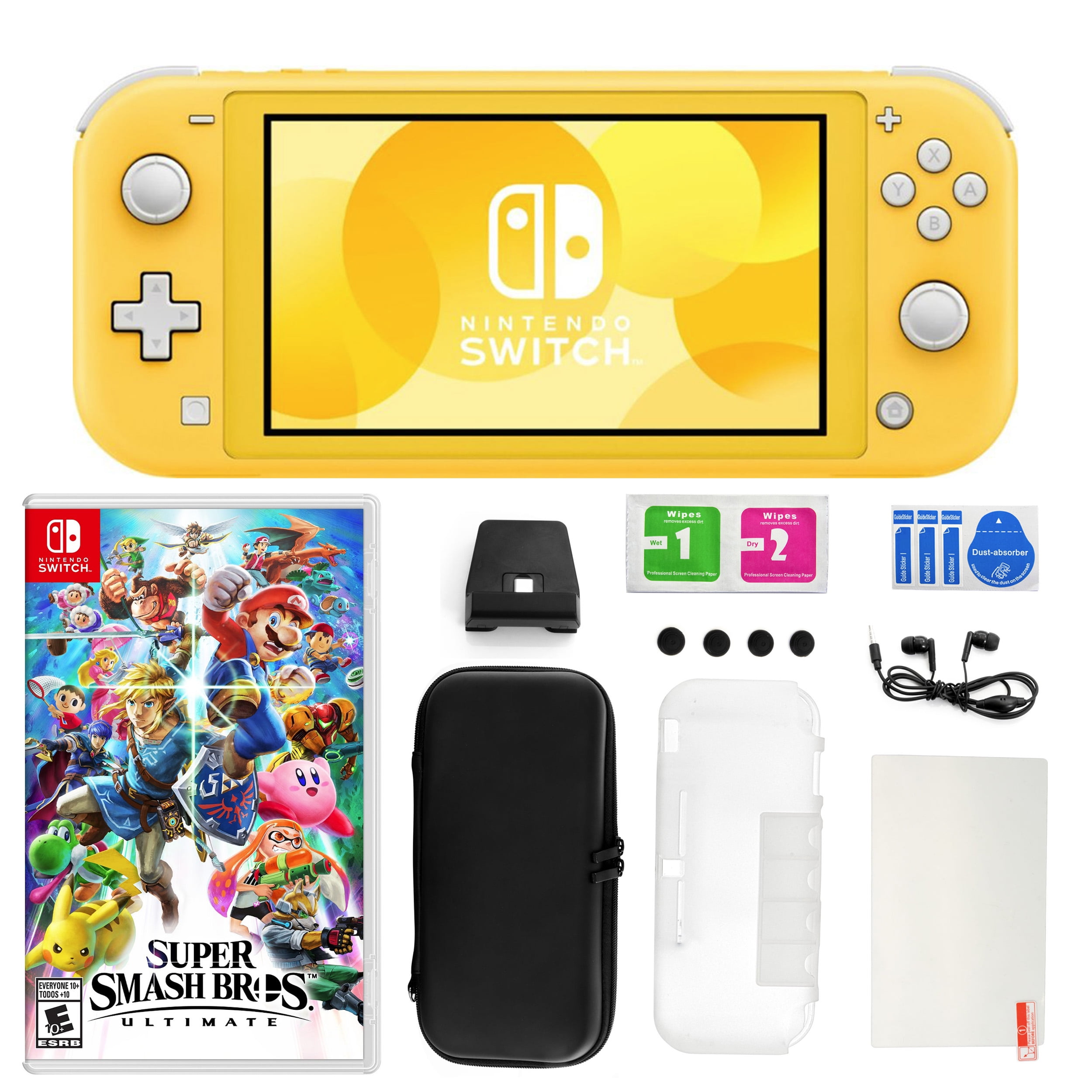 Nintendo Switch Lite in Yellow with Super Smash Bros. and Accessories 11 in  1 Accessories Kit - Walmart.com
