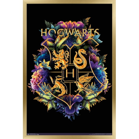 The Wizarding World: Harry Potter - Floral House Crests Wall Poster, 22.375" x 34", Framed