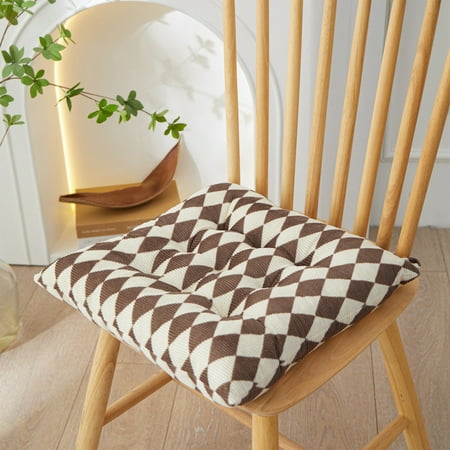

100Fens Striped Diamond Geometric Cushion Student Seat Cushion Home Reclining Chair Restaurant Chair Strapable Bottom Cushion