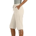 thumbnail image 4 of Linen Capri Pants Women Drawstring Elastic Waist Side Pockets Knee Length Casual Summer Shorts Tie Hem Bermuda Trousers, 4 of 5