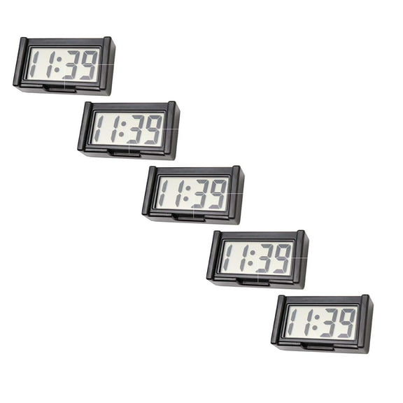 1/3/5Pack Durable Black CarDashboards Digital Clock withTime & Day Display Mini Automotive Stick On Watch for Car TruckDashboard & AirVent
