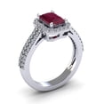 thumbnail image 2 of SuperJeweler 1 1/2 Carat Octagon Shape Created Ruby and Halo Diamond Ring In Sterling Silver For Women, 2 of 6