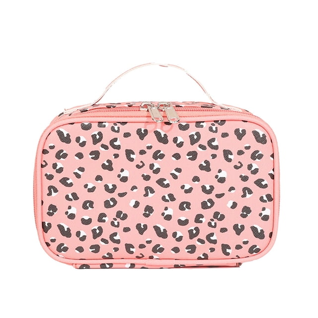 Yhmxh Organizadores y almacenamiento Bolsa de maquillaje de viaje de gran capacidad, bolsa de cosméticos portátil de piel sintética, bolsa organizadora de maquillaje con diseño de gran apertura.