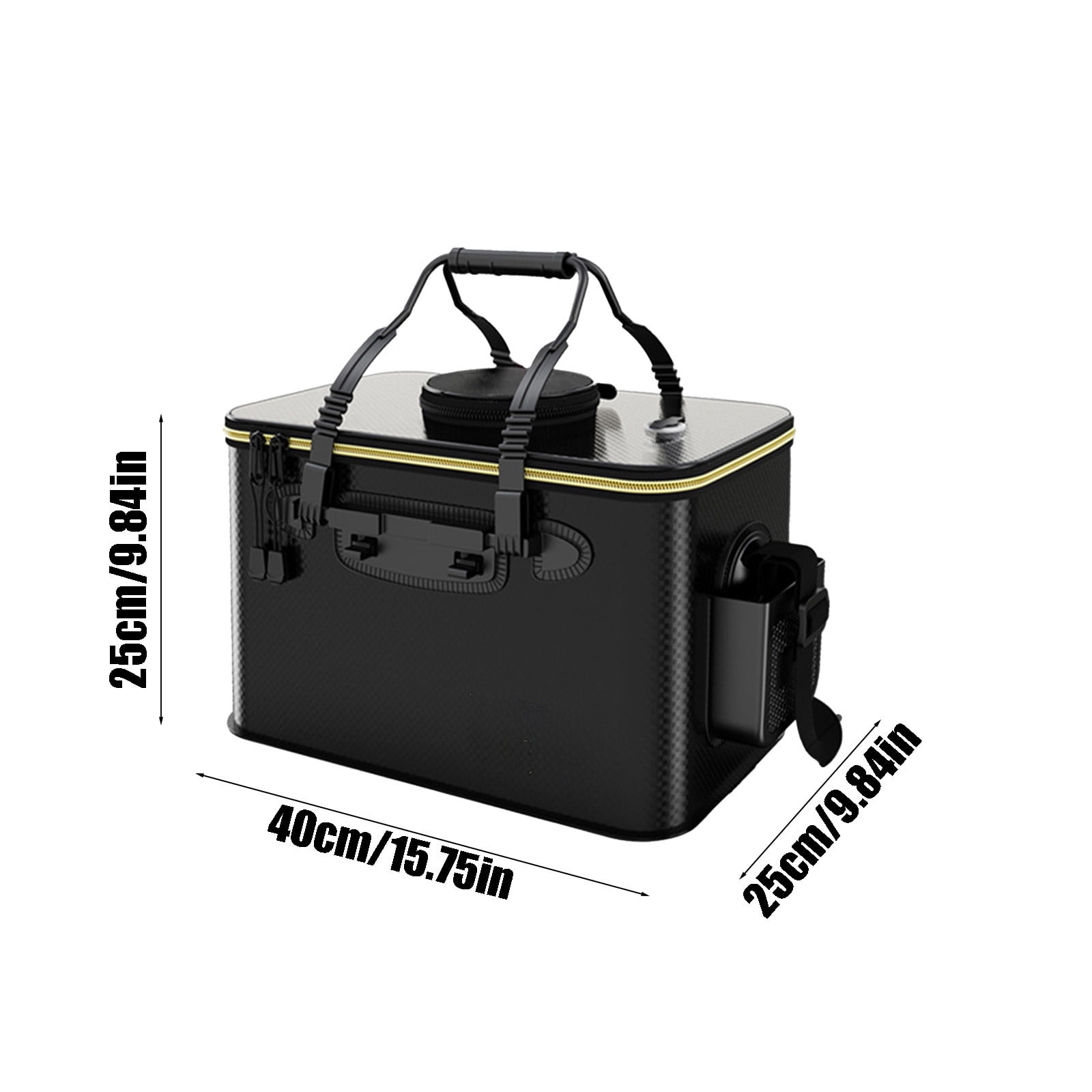 Seau De Pêche Pliable EVA 50 Cm Avec Couvercle Maille, Bretelles Réglables – Pour Mer, Eau Douce, Appâts Vivants