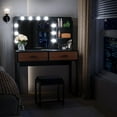 thumbnail image 4 of Semiocthome Makeup Vanity Desk with Mirror and Lights, 39.4" W Make Up Vanity Table Set with Shelves, 2 Drawers and Black Metal Frame, Girls Dressing Table with Chair for Bedroom, 4 of 16