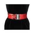 thumbnail image 4 of INSPIRE CHIC Women's Shimmer Stretchy Waist Belts Interlock Buckles Sequins Decor Wide Elastic Belts 2 PCS Red&One Other Colors, 4 of 6