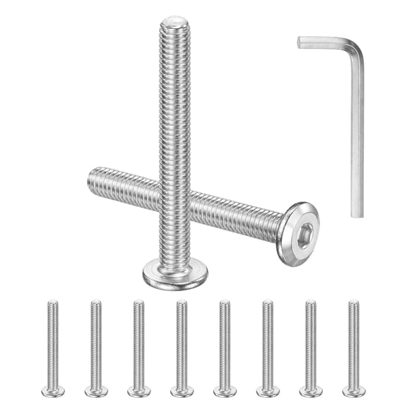 10-Pack Flat Head Socket Cap Screws, M6x50mm 304 Stainless Steel Hex Drive Fastener Kit with Hex Key
