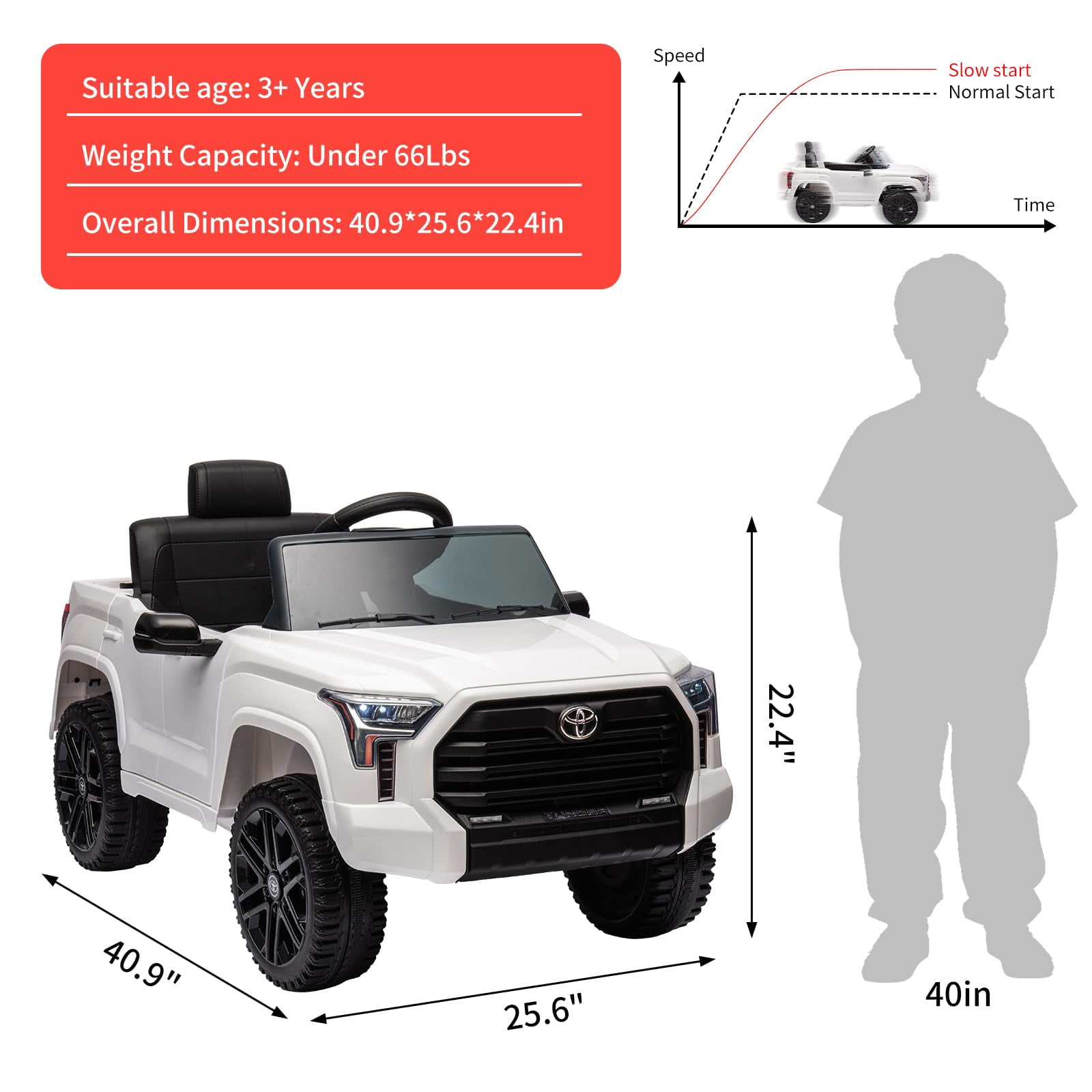 TROPOW Kids Cars Electric Ride On,12V Ride on Car for Kids,Licensed Toyota Ride on Truck,Battery Powered Electric Car with Remote Control,MP3,LED Lights,Suspension System,Double Doors,White