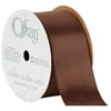 Offray Ribbon, Brown 1 1/2 inch Single Face Satin Polyester Ribbon, 12 feet