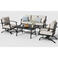 thumbnail image 5 of ALAULM 4 Piece Patio Furniture Set,Outdoor Metal Patio Furniture with Coffee Table & Rocking Chairs Conversation Set for Porch,Backyard,Poolside, Garden-Sand, 5 of 9