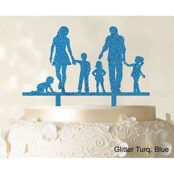 "Personalized Family Cake Topper Custom Silhouette Wedding Cake Topper Cake Decorations Option Available 6""-7"" Inches Wide"