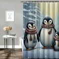 thumbnail image 2 of Pratyus Penguins Snow Winter Printed Shower Curtain with Hooks, Chic Modern Bathroom Decor, Home Bathtubs Bathroom Curtain Decoration, Various Sizes Available 36x72, 2 of 7