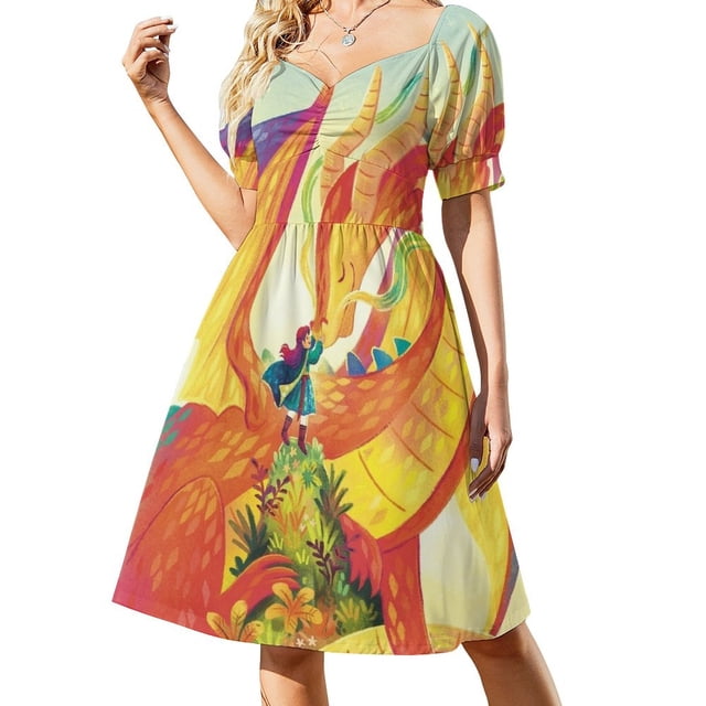 Una niña y su dragón Vestido de manga corta vestidos de novia para fiestas vestidos de graduación 2025 vestido de verano Vestido
