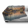 thumbnail image 3 of Croatia Soft Flannel Fleece Throw Blanket, Photo of Romantic Sunset Scene with Cityscape Reflections on Water, Cozy Plush for Indoor and Outdoor Use, 50" x 60", Multicolor, by Ambesonne, 3 of 6