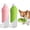 Green + Pink, variant on Water Bottle Attachment for Dogs, Portable Silicone Dog Drink Dispenser and Slip-On Pet Bowl for Walks, Travel and Hiking